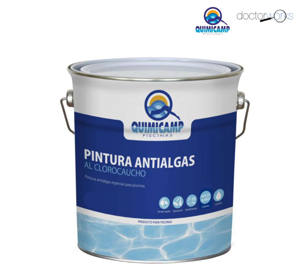 Pintura piscinas antialgas al clorocaucho Quimicamp Azul. Bidón de 25 litros