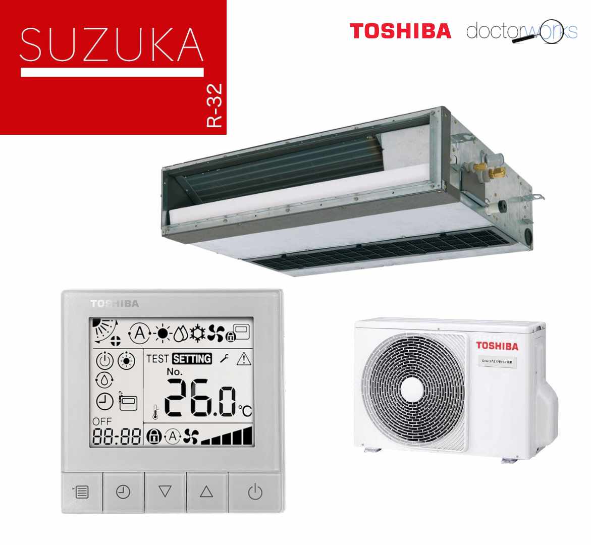 Toshiba Suzuka Slim Inverter 40 (R-32) para conductos B/A+