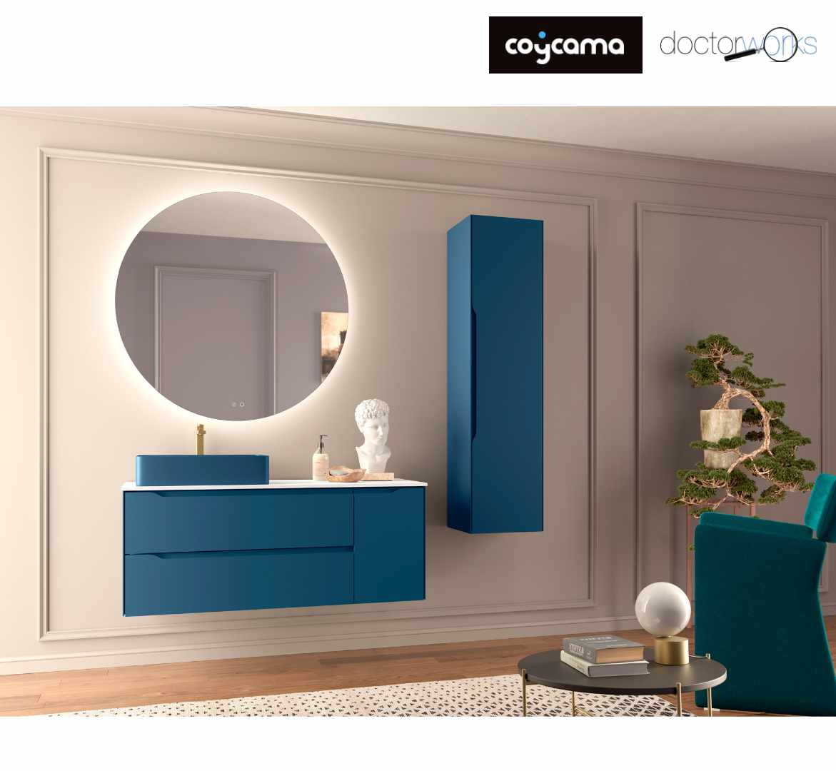 Mueble Cenit blue space 120 cm y lavabo Tre 50 con tapa