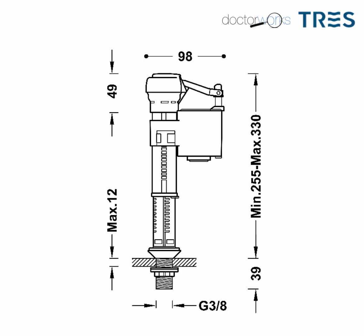 Mecanismo de llenado para cisterna de inodoro Tres 25477002