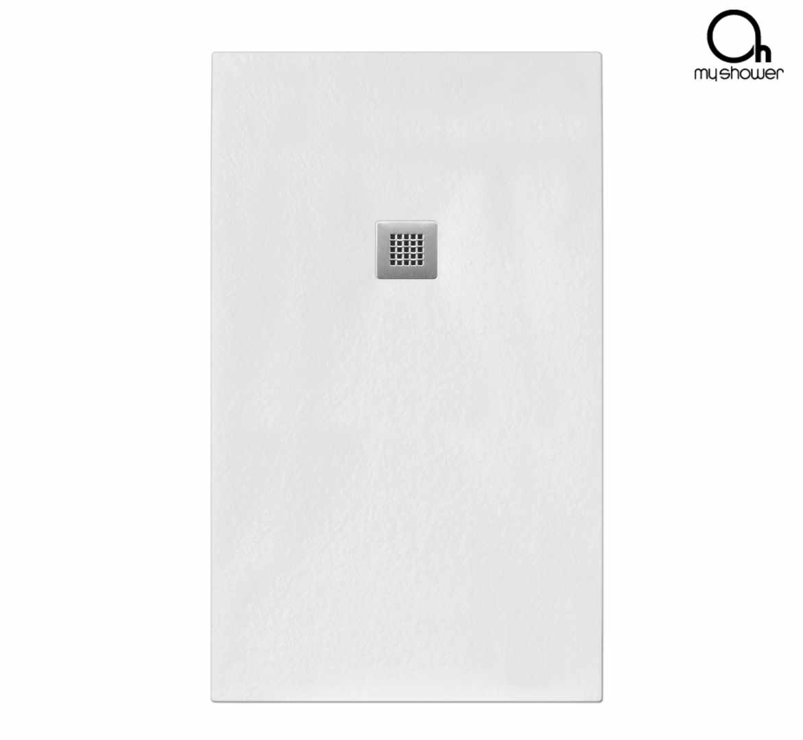 Plato de ducha de resina Nature blanco textura antideslizante 70x80 cm (ancho x largo)